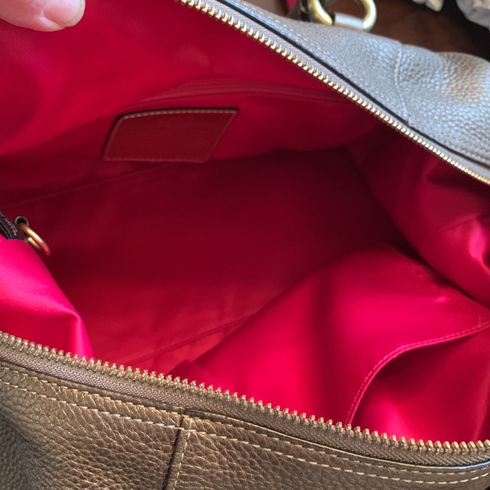 Coach Bronzed Pebbled Leather Handbag - Picture 6 of 8